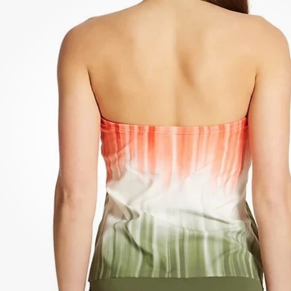 New Vince Camuto Draped Bandeau
Tankini Top Dip Dye Removable Strap Safari Green - Picture 5 of 11